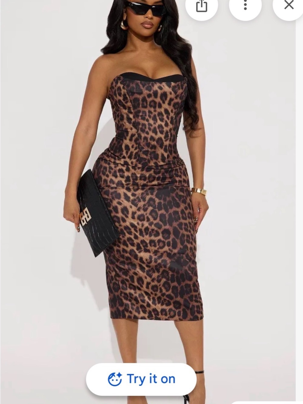 Fashion Nova Strapless Leopard Print Sheath Dress - Brown/Black